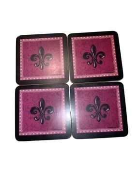 Kay Dee Designs Bar Accessories One Size Black plum Fleur de Lis Coasters